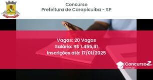 Concurso Público 16 prefeitura de carapicuiba sp 20 vagas julho 2025