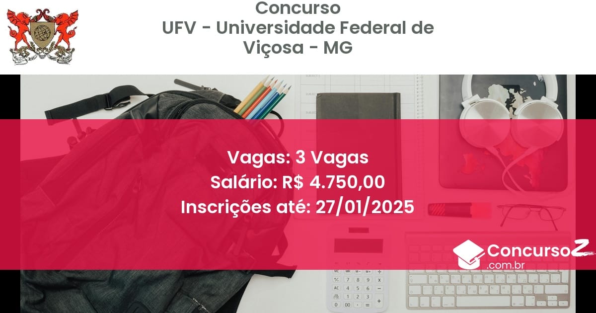 Concurso Público 161 ufv universidade federal de vicosa mg 3 vagas junho 2025