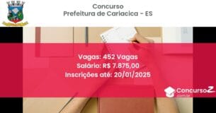 Concurso Público 164 prefeitura de cariacica es 452 vagas julho 2025