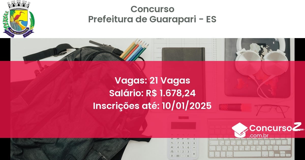 Concurso Público 169 prefeitura de guarapari es 21 vagas junho 2025