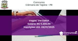 Concurso Público 181 camara de tapira pr ver edital junho 2025