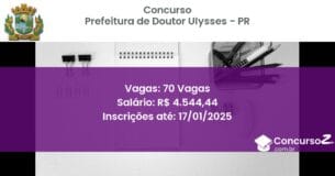 Concurso Público 186 prefeitura de doutor ulysses pr 70 vagas junho 2025