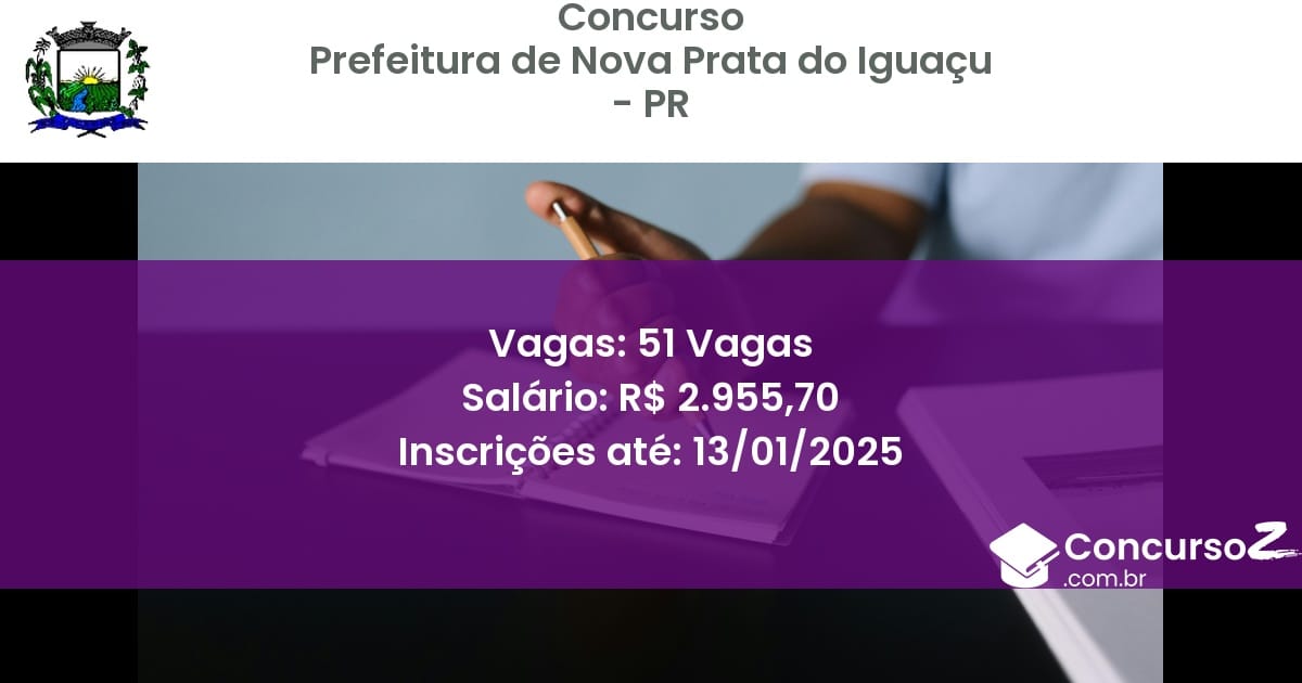 Concurso Público 188 prefeitura de nova prata do iguacu pr 51 vagas junho 2025
