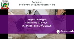 Concurso Público 192 prefeitura de quatro barras pr 96 vagas junho 2025
