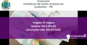 Concurso Público 195 prefeitura de santo antonio do sudoeste pr 19 vagas junho 2025