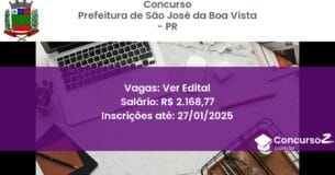 Concurso Público 196 prefeitura de sao jose da boa vista pr ver edital julho 2025
