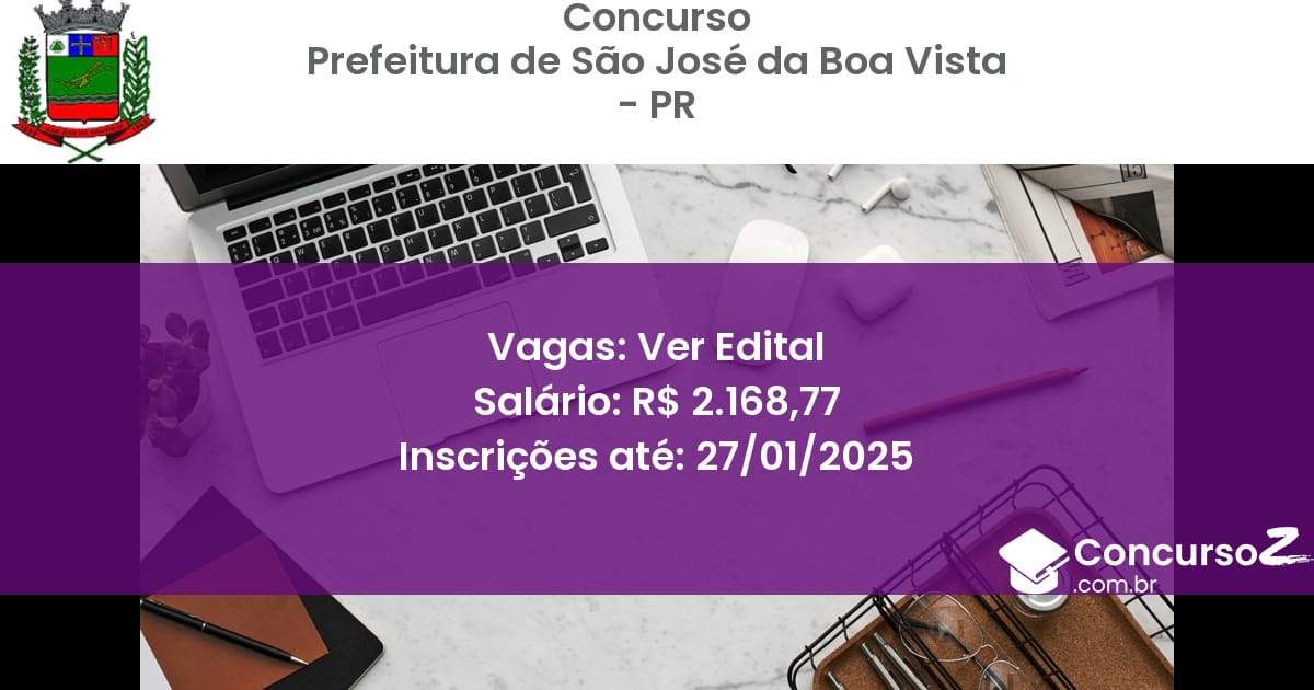 Concurso Público 196 prefeitura de sao jose da boa vista pr ver edital julho 2025