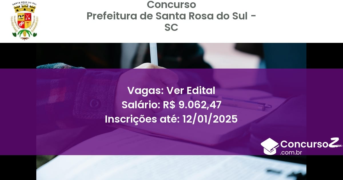 Concurso Público 263 prefeitura de santa rosa do sul sc ver edital junho 2025