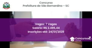 Concurso Público 265 prefeitura de sao bernardino sc 7 vagas julho 2025