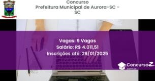 Concurso Público 276 prefeitura municipal de aurora sc sc 9 vagas junho 2025