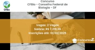 Concurso Público 284 cfbio conselho federal de biologia df 2 vagas julho 2025