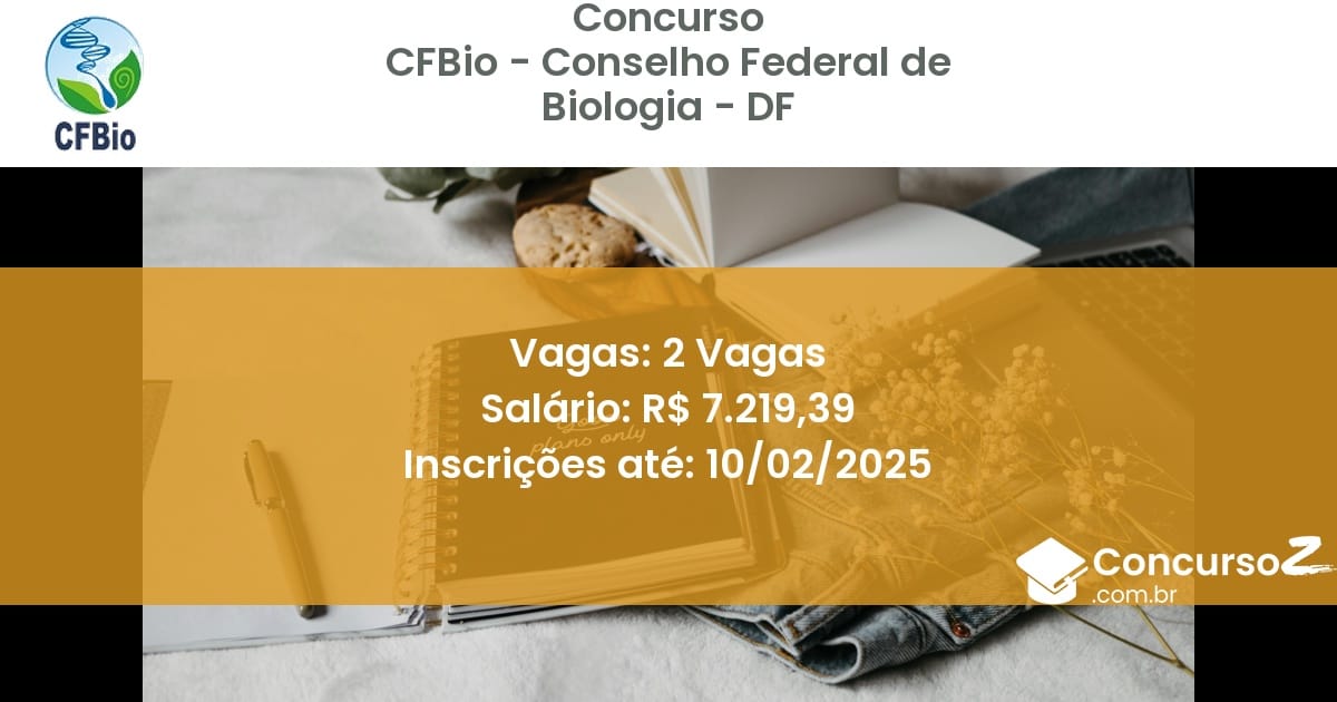 Concurso Público 284 cfbio conselho federal de biologia df 2 vagas setembro 2025