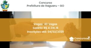 Concurso Público 286 prefeitura de itaguaru go 40 vagas maio 2025