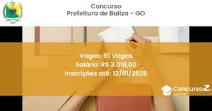 Concurso Público 289 prefeitura de baliza go 61 vagas julho 2025