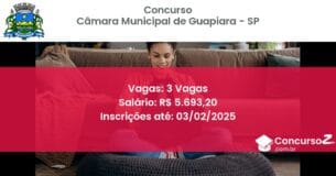 Concurso Público 29 camara municipal de guapiara sp 3 vagas junho 2025