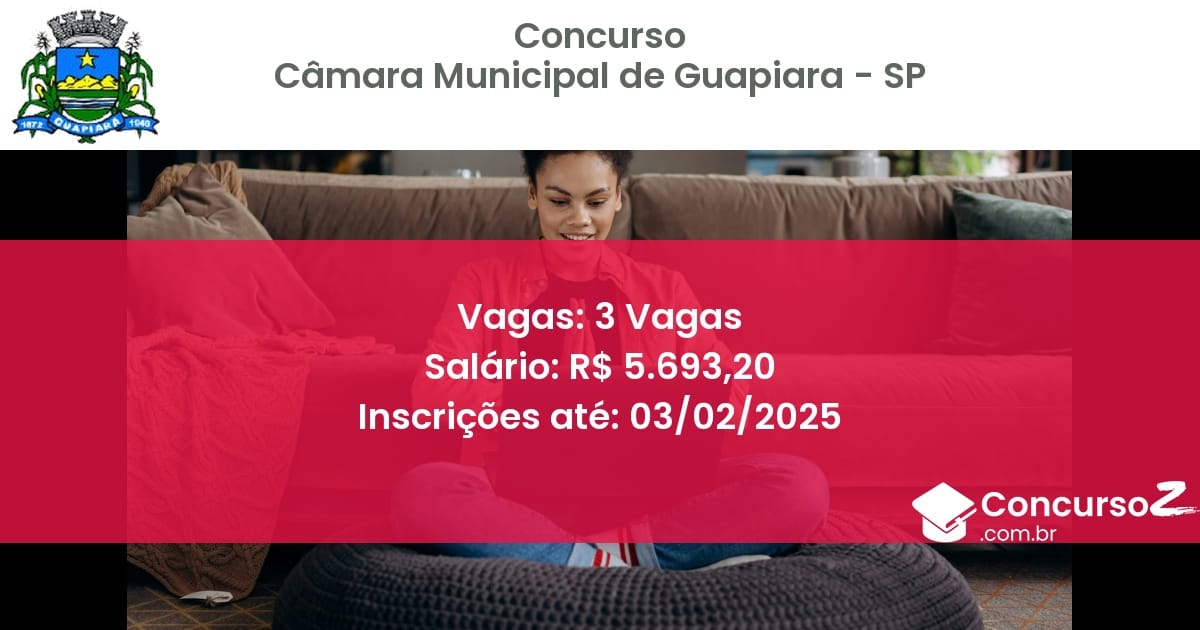 Concurso Público 29 camara municipal de guapiara sp 3 vagas junho 2025