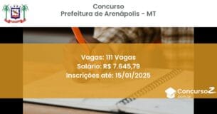 Concurso Público 319 prefeitura de arenapolis mt 111 vagas junho 2025