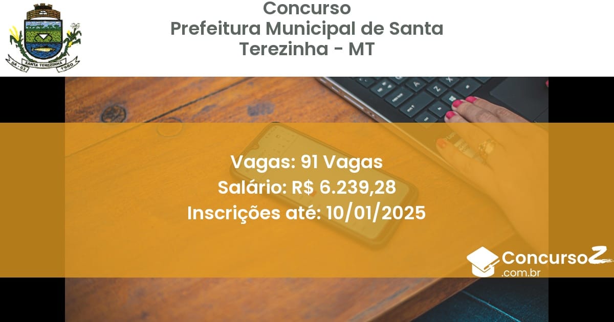 Concurso Público 328 prefeitura municipal de santa terezinha mt 91 vagas julho 2025