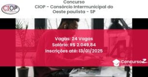 Concurso Público 33 ciop consorcio intermunicipal do oeste paulista sp 24 vagas julho 2025