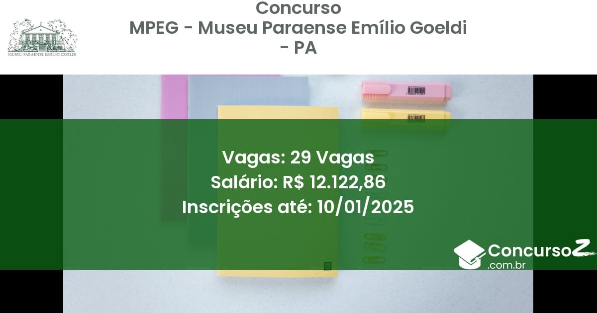 Concurso Público 339 mpeg museu paraense emilio goeldi pa 29 vagas junho 2025