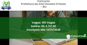 Concurso Público 342 prefeitura de alta floresta doeste ro 165 vagas julho 2025