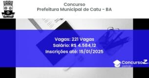 Concurso Público 359 prefeitura municipal de catu ba 221 vagas junho 2025