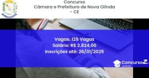Concurso Público 361 camara e prefeitura de nova olinda ce 125 vagas maio 2025