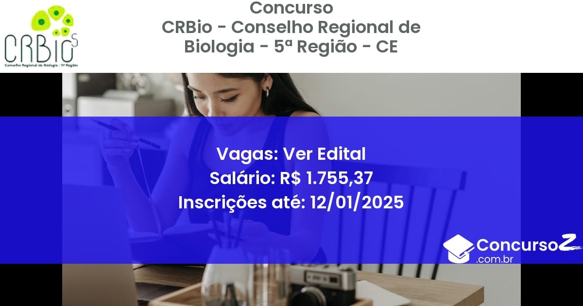 Concurso Público 363 crbio conselho regional de biologia 5 regiao ce ver edital julho 2025