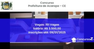 Concurso Público 366 prefeitura de acarape ce 151 vagas junho 2025