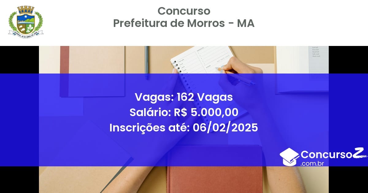 Concurso Público 374 prefeitura de morros ma 162 vagas julho 2025