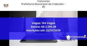 Concurso Público 395 prefeitura municipal de cabrobo pe 154 vagas julho 2025