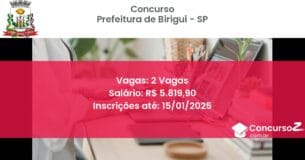 Concurso Público 416 prefeitura de birigui sp 2 vagas junho 2025