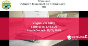 Concurso Público 421 camara municipal de divisa nova mg ver edital junho 2025