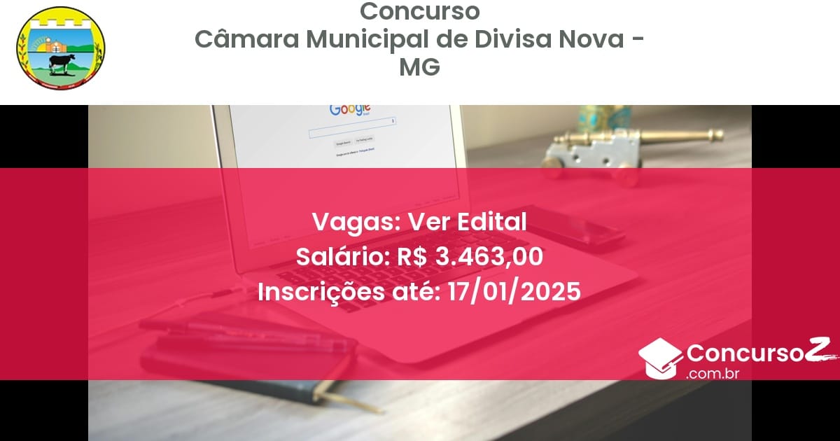 Concurso Público 421 camara municipal de divisa nova mg ver edital junho 2025