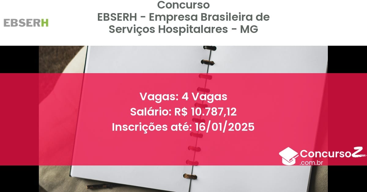 Concurso Público 423 ebserh empresa brasileira de servicos hospitalares mg 4 vagas julho 2025