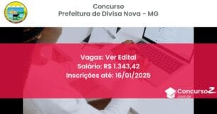 Concurso Público 431 prefeitura de divisa nova mg ver edital junho 2025