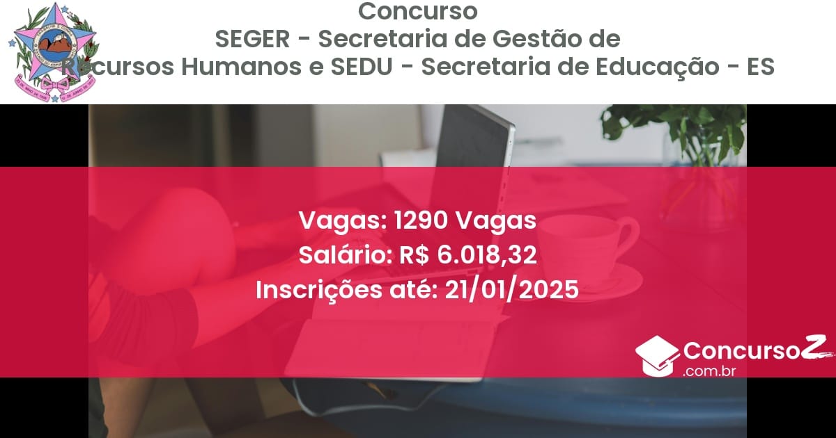 Concurso Público 440 seger secretaria de gestao de recursos humanos e sedu secretaria de educacao es 1290 vagas julho 2025