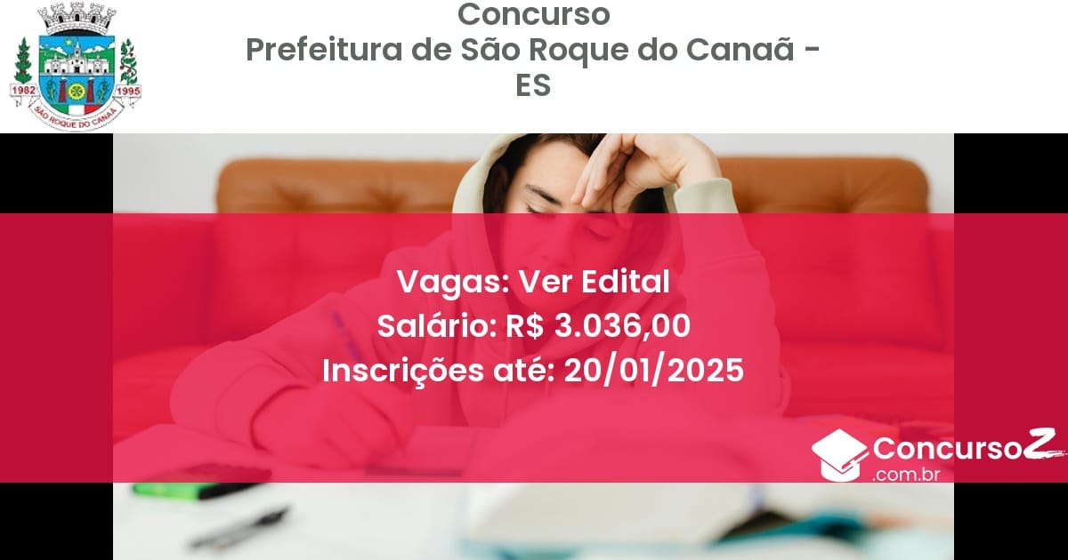 Concurso Público 442 prefeitura de sao roque do canaa es ver edital junho 2025