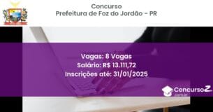 Concurso Público 445 prefeitura de foz do jordao pr 8 vagas junho 2025