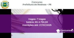 Concurso Público 448 prefeitura de realeza pr 7 vagas junho 2025