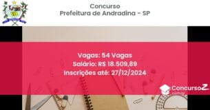 Concurso Público 47 prefeitura de andradina sp 54 vagas junho 2025