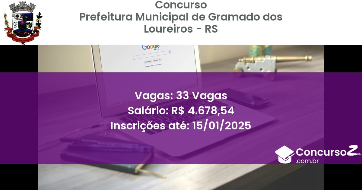 Concurso Público 470 prefeitura municipal de gramado dos loureiros rs 33 vagas junho 2025