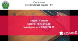 Concurso Público 48 prefeitura de bauru sp 7 vagas julho 2025