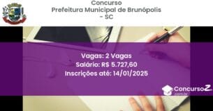 Concurso Público 489 prefeitura municipal de brunopolis sc 2 vagas junho 2025