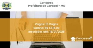 Concurso Público 495 prefeitura de caracol ms 15 vagas julho 2025