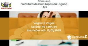 Concurso Público 498 prefeitura de guia lopes da laguna ms 6 vagas maio 2025