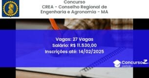 Concurso Público 516 crea conselho regional de engenharia e agronomia ma 27 vagas junho 2025