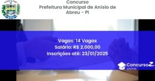Concurso Público 523 prefeitura municipal de anisio de abreu pi 14 vagas maio 2025