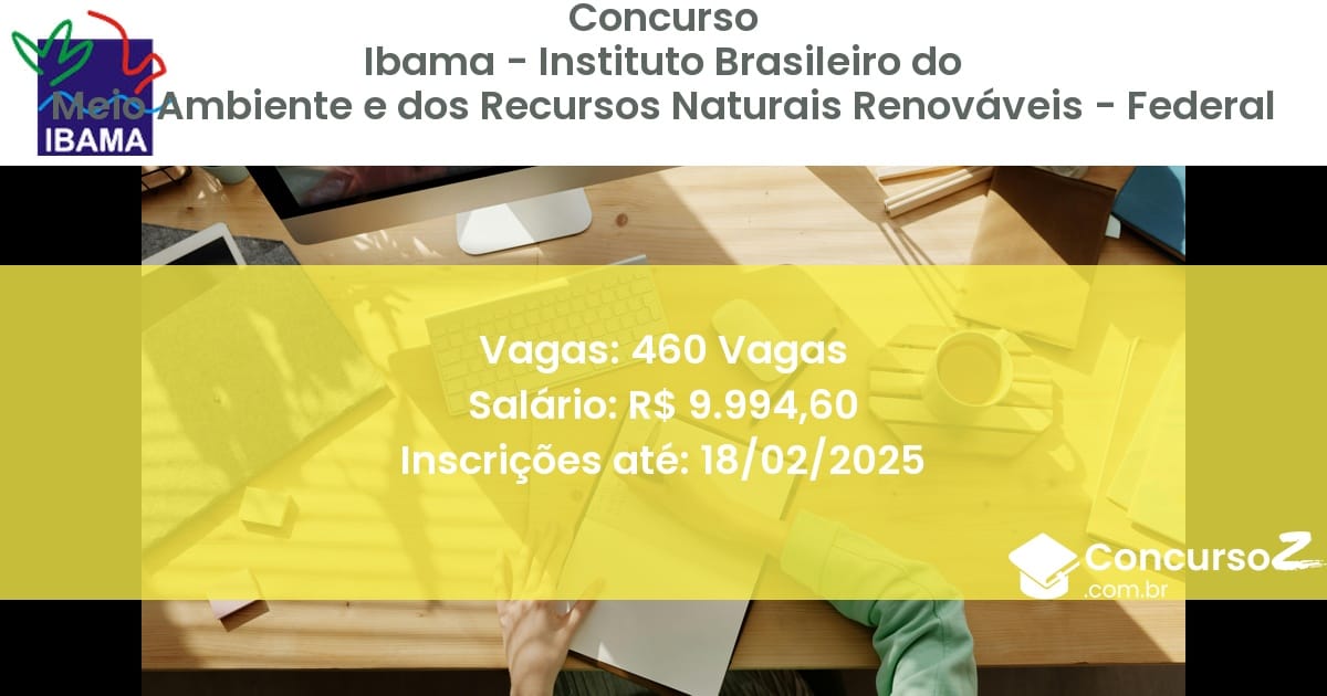 Concurso Público 525 ibama instituto brasileiro do meio ambiente e dos recursos naturais renovaveis federal 460 vagas julho 2025