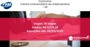Concurso Público 540 centro universitario de adamantina sp 18 vagas junho 2025